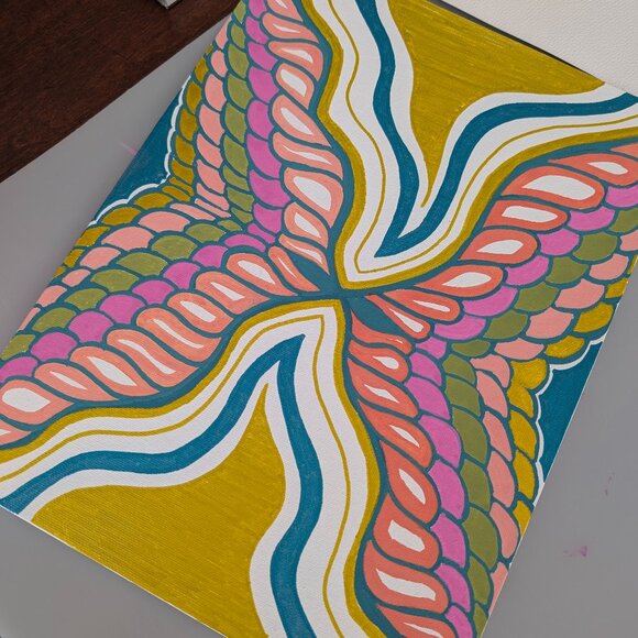 Other - CA$50.00  Wings of Flow - Original 9" x 12" x 1/8" Geometric Abstract | Paint Ma